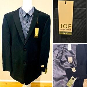 NEW Joseph Abboud Pinstripes 44L Black Suit Blazer NWT